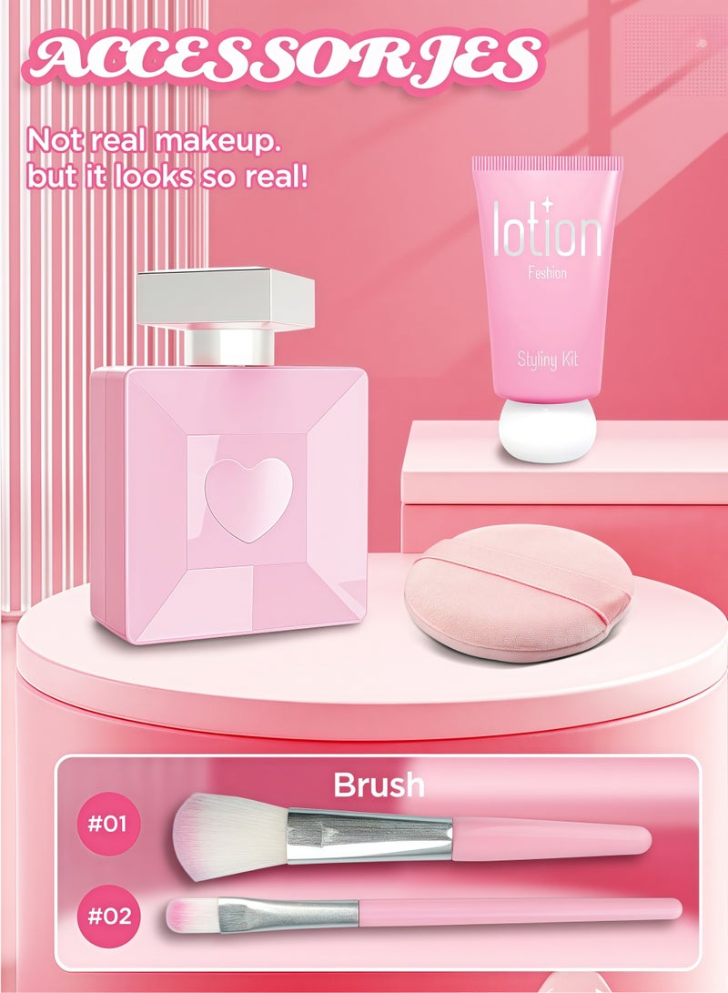 MIXDE Kids Pretend Makeup Kit For Girl With Mirror,Laptop Design,Toddler/Kids Makeup Set,Non-Toxic Washable,Birthday Gifts For 3 4 5 6 7 8 9 10years Old Girls,11pcs,Pink(Not Real Makeup) - Image 5