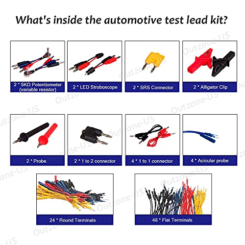 Outzone Automotive Test Lead Kit 92 Pieces Electrical Testers Auto Diagnostic Tools Wire Connectors Adapter Cables Set - Image 3