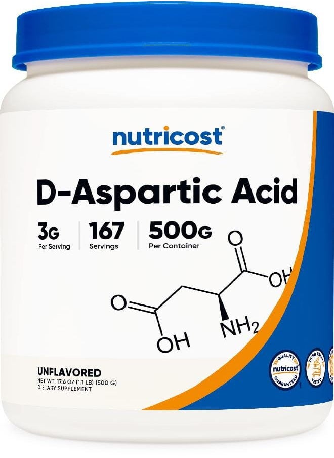 Nutricost - Nutricost D-Aspartic Acid (DAA) Powder 500G - DAA Supplement - Image 1
