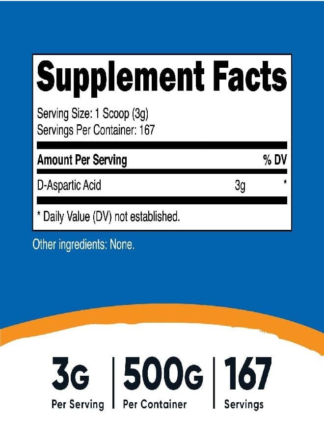 Nutricost - Nutricost D-Aspartic Acid (DAA) Powder 500G - DAA Supplement - Image 1