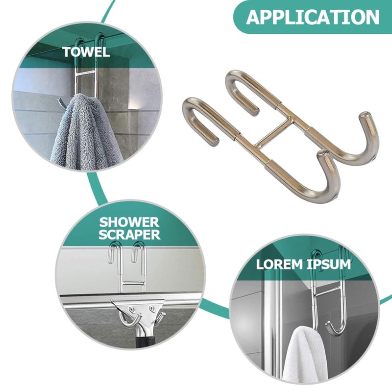 Stainless Steel Heavy Duty S Hooks 2pcs Punch Free for Shower Wall Storage - Image 3