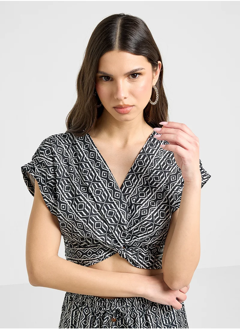 Ginger Printed Crop Top & Relaxed Fit Pant Co-Ord Set