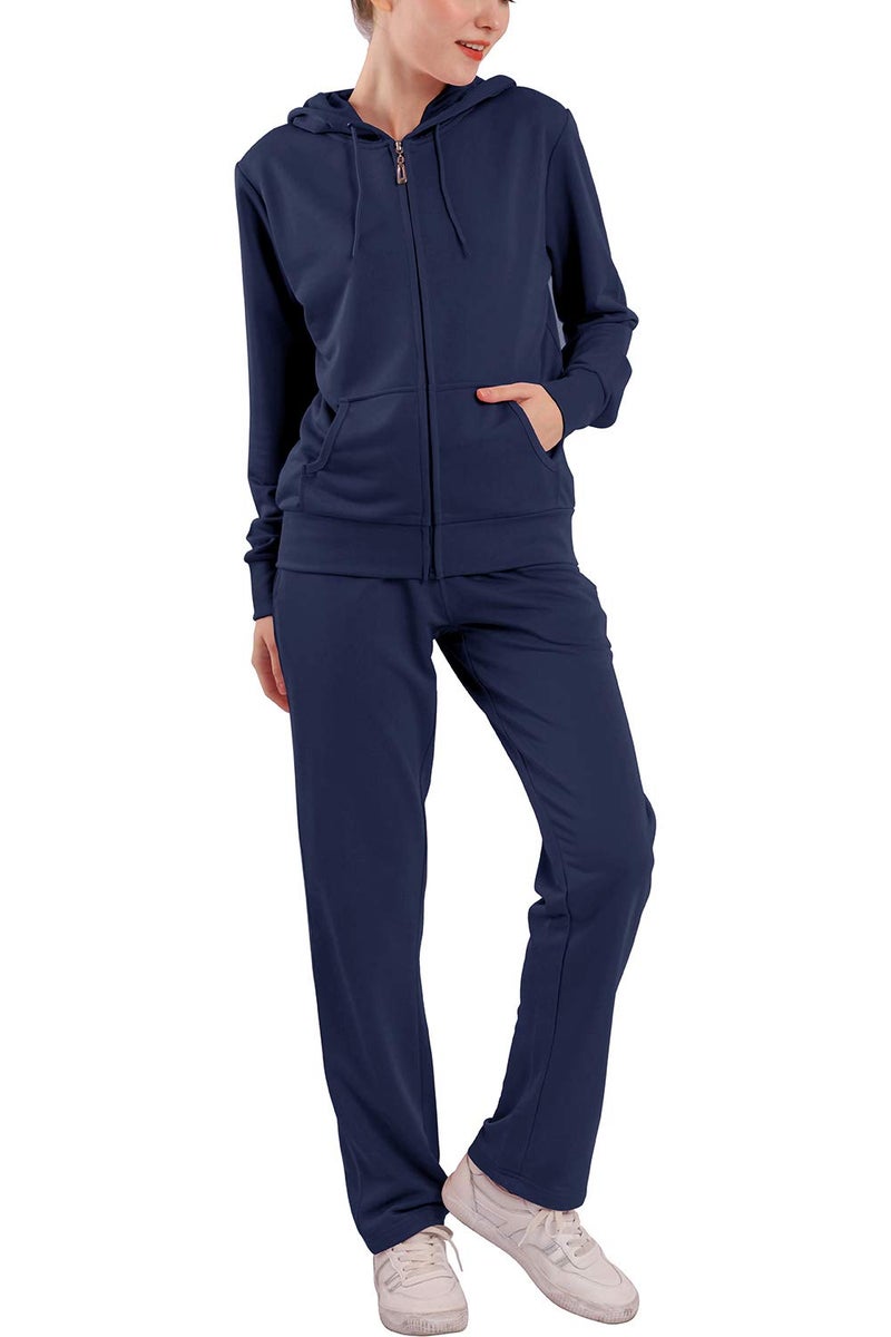 Facitisu Sweat Suits for Women Set Tracksuit Sweatsuits OutfitsTwo Piece Outfits Zip Up Hoodies Top & Sweatpants (Navy, M) - Image 1