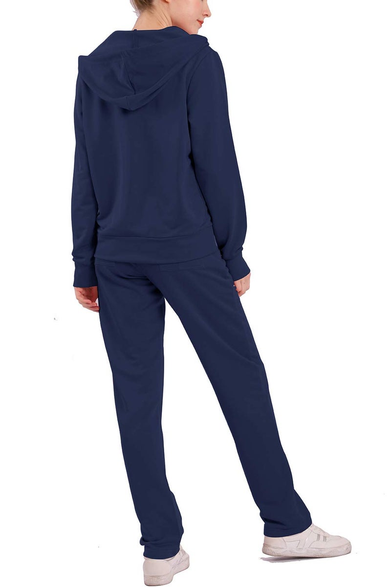 Facitisu Sweat Suits for Women Set Tracksuit Sweatsuits OutfitsTwo Piece Outfits Zip Up Hoodies Top & Sweatpants (Navy, M) - Image 3