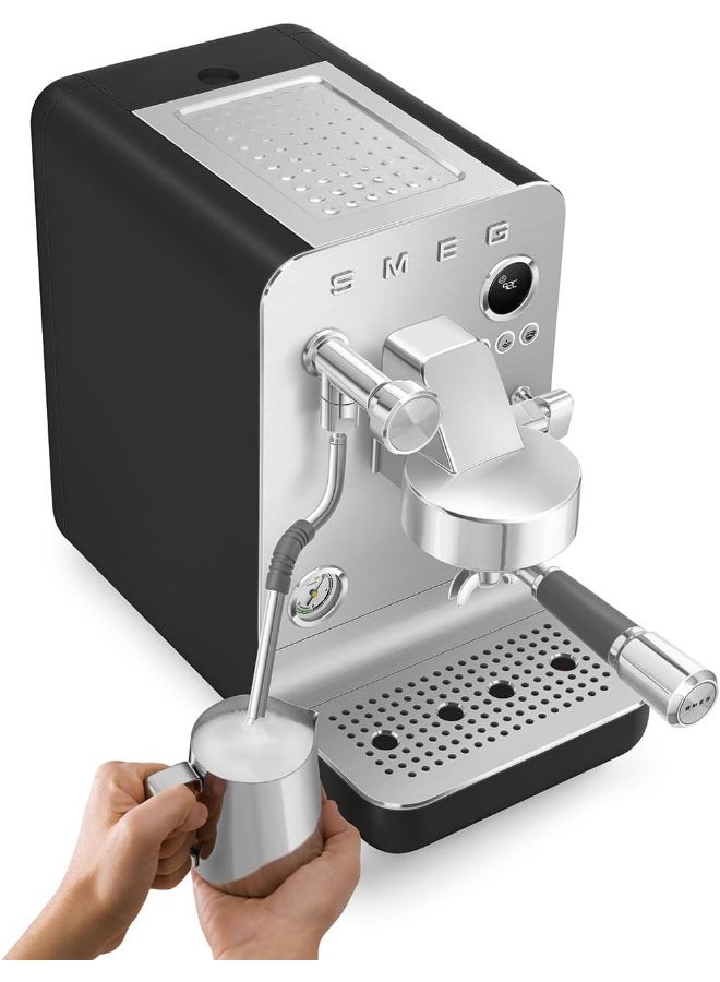 smeg Mini Pro Espresso Machine Emc02Blmuk – Luxury Italian Design, 15-Bar Professional Pressure, Barista-Grade Espresso Maker, Compact & Elegant, 2.4 L EMC02BLMUK BLACK MATT - Image 4