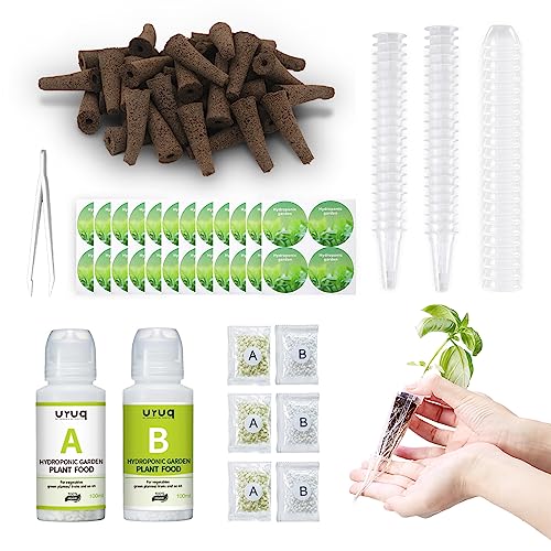 URUQ 188Pcs Hydroponic Pods Supplies: Grow Anything Kit with 45 Grow Sponges, 45 Grow Baskets, 45 Grow Domes, 45 Pod Labels, 8 A&B Plant Food - Compatible Hydroponics Growing System Most Brands - Image 1