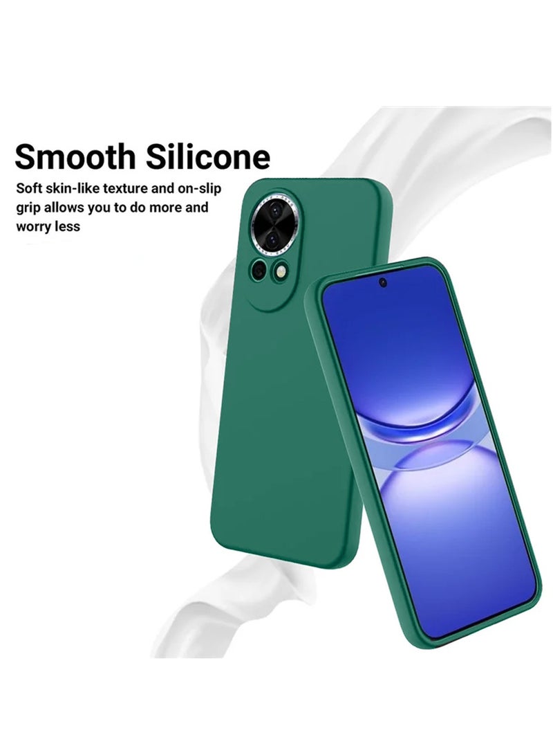 Wtech Huawei nova 13 5G 2024 Premium Soft Liquid Silicone Case Cover - Dark Green - Image 3