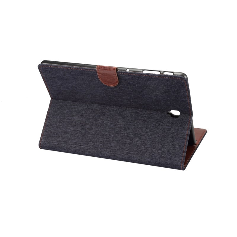 ديبايس جراب جلدي من مادة الدنيم قابل للطي أفقيًا لجهاز Galaxy Tab S4 10.5 / T830، مع حامل وفتحة للبطاقة (أسود) - Image 5