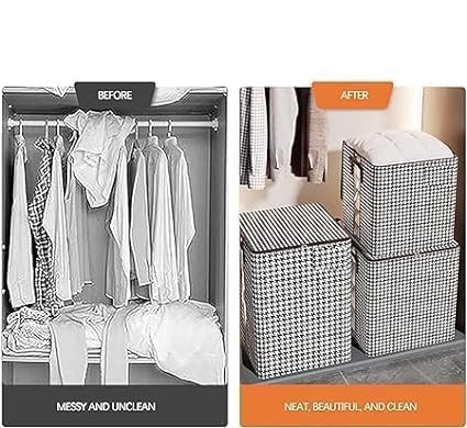 RAJA DHIRAJ Multipurpose Collapsible Storage Bag Foldable Storage Box With Handle Lid Quilt Storage Bag Closet Organizer Box Wardrobe Organizer Pack of 1Multicolor180L - Image 5