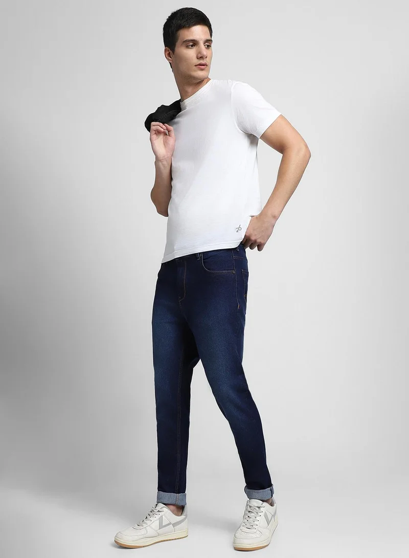 Dennis Lingo Slim Fit Indigo Men's Cotton Poly Stretch Jeans with Button & Zip Closure