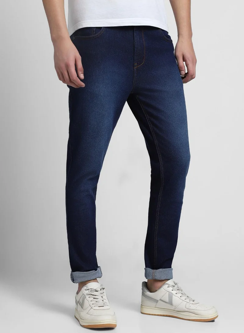 Dennis Lingo Slim Fit Indigo Men's Cotton Poly Stretch Jeans with Button & Zip Closure