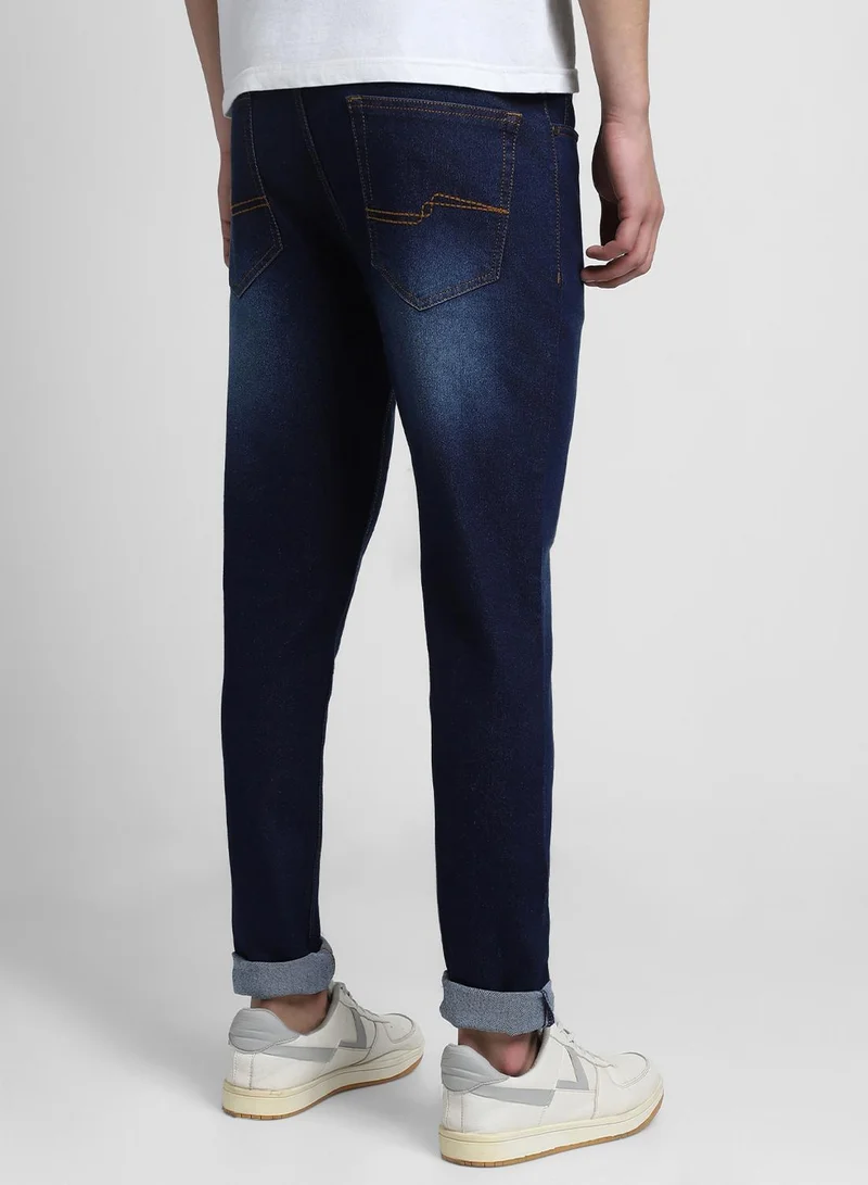 Dennis Lingo Slim Fit Indigo Men's Cotton Poly Stretch Jeans with Button & Zip Closure