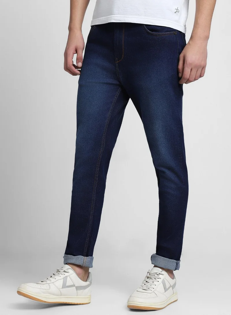 Dennis Lingo Slim Fit Indigo Men's Cotton Poly Stretch Jeans with Button & Zip Closure