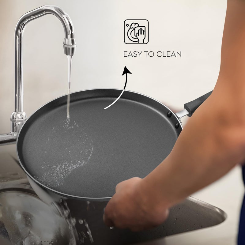 Judge by Prestige 25Cm Everyday Non-Stick Tawa (Aluminium) | Low Oil Cooking | Easy to Clean |Cool Touch Handle, Black - Image 5