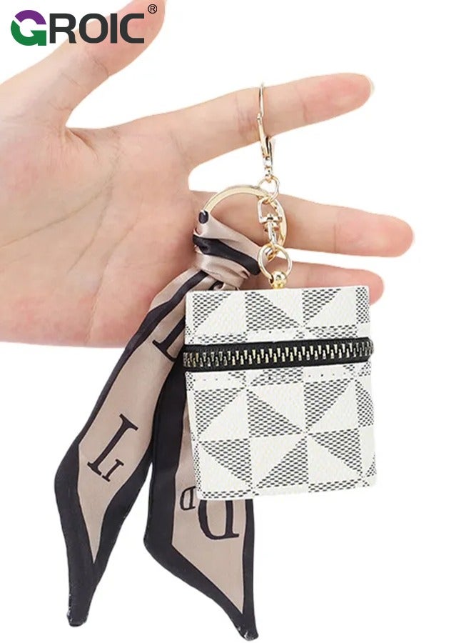 GROIC Mini Bag Purse Case for AirPods, Mini Purse Storage Bag, Earphone Storage Bag, Cute Coin Purse Headphone Bag for Car keys, Change, Pendants, Mini Bag Charms accessories for Women - White  - Image 1