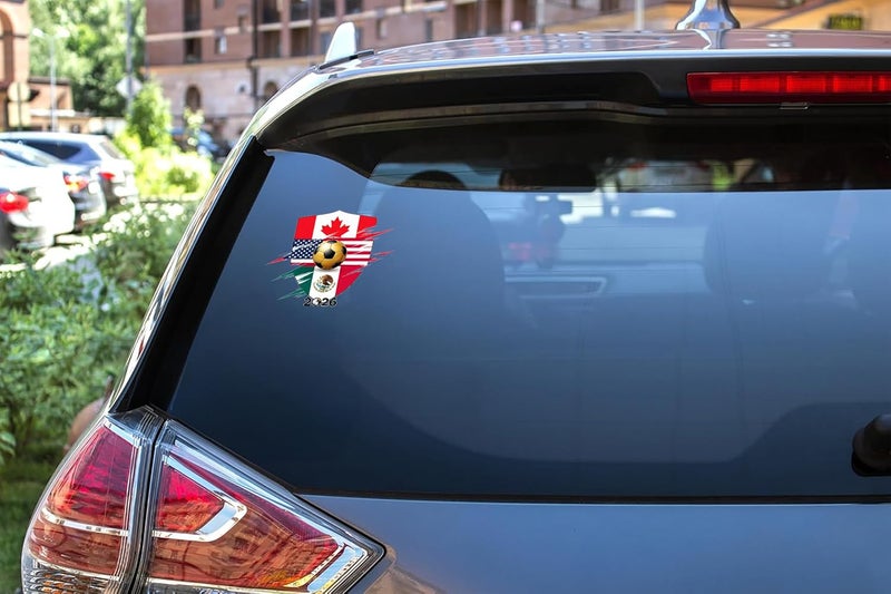 eDesign 2026 Canada USA Mexico World Cup Shield Soccer Sticker Vinyl - 5 Inches - Premium Waterproof Vinyl Sticker for Cars Trucks Laptops Water Bottles and More - Weatherproof and Durable 2-Pack - Image 4