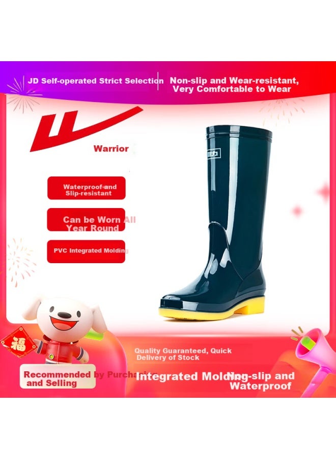 Warrior Huili Women's Mid-calf Rain Boots, Adult Rain Boots, Rubber Shoes, Overshoes, Waterproof Shoes, Water Boots Hxlb13, Dark Green Tall Boots, Size 40 - Image 1