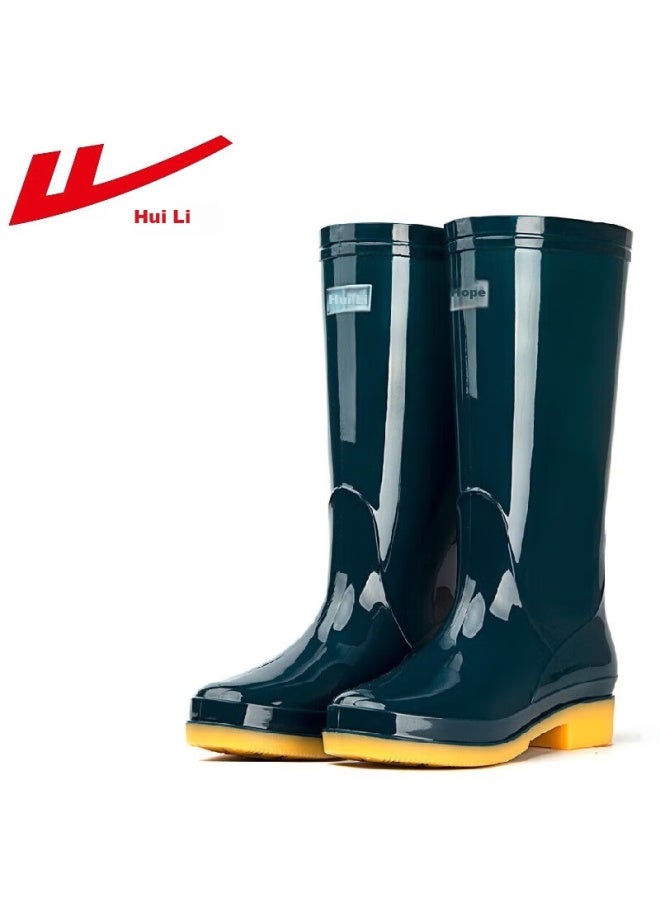 Warrior Huili Women's Mid-calf Rain Boots, Adult Rain Boots, Rubber Shoes, Overshoes, Waterproof Shoes, Water Boots Hxlb13, Dark Green Tall Boots, Size 40 - Image 2