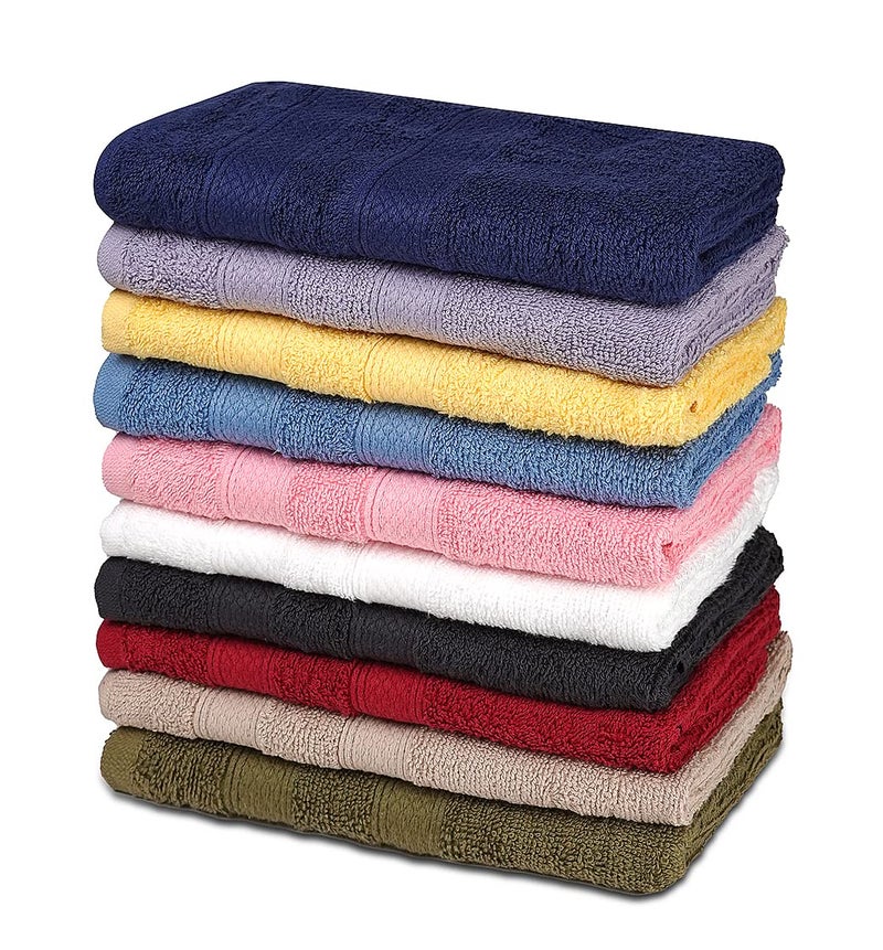 ZUPERIA Classic Hand Towels Pack of 10 (16 x 28 Inches) 100% Ring Spun Cotton Light Weight & Super Absorbent, Fast Drying Hand Towels for Bathroom, Hotels, Travel and Spa (Assorted) - Image 1