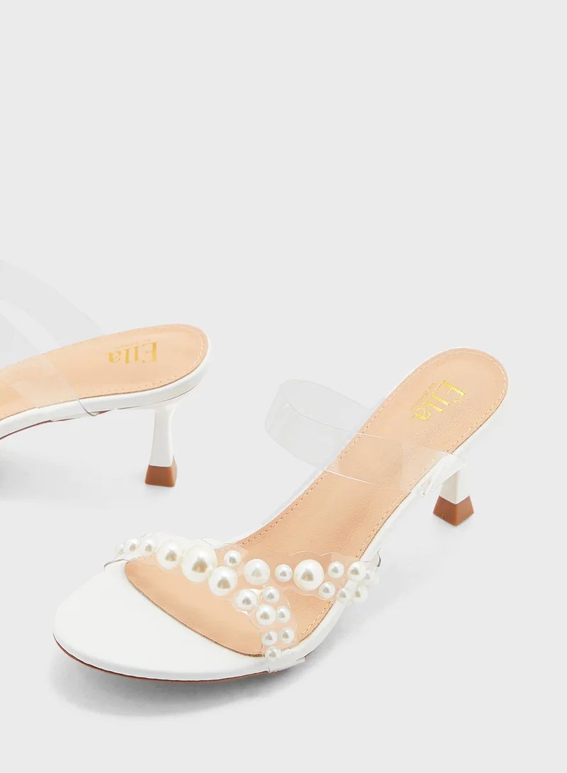 Ella Limited Edition Clear Strap Pearl Heel Sandal