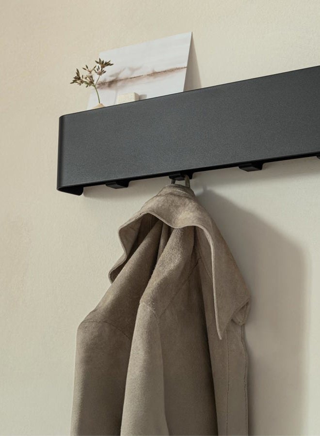 Kazai. Coat Hook | Modern Coat Rack with Hidden Coat Hooks and Shelf | Design Coat Rack Made of Metal | Clothes Rail Wall Mounted | Black - Image 3