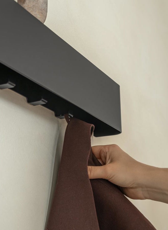 Kazai. Coat Hook | Modern Coat Rack with Hidden Coat Hooks and Shelf | Design Coat Rack Made of Metal | Clothes Rail Wall Mounted | Black - Image 5