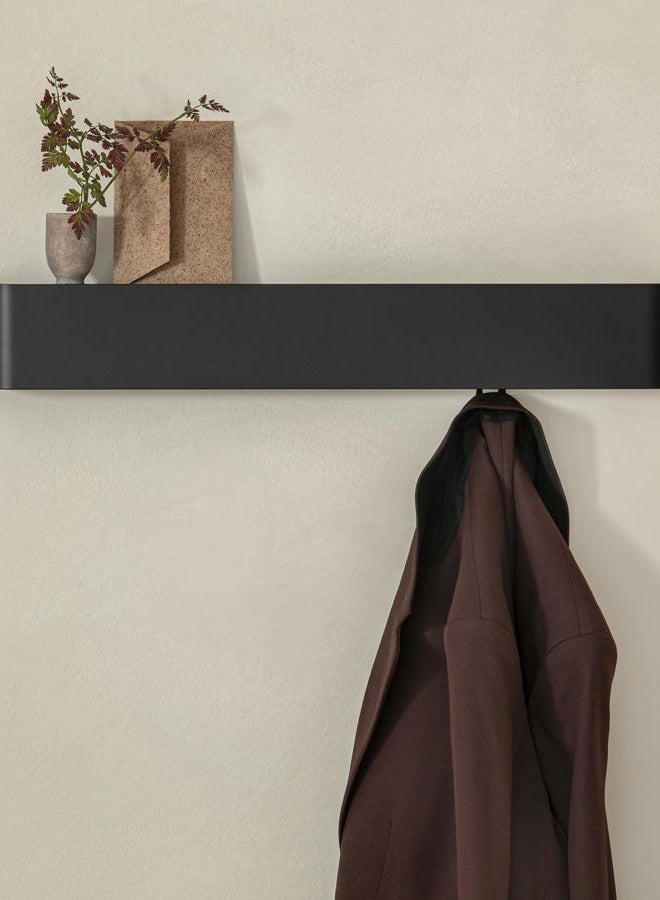 Kazai. Coat Hook | Modern Coat Rack with Hidden Coat Hooks and Shelf | Design Coat Rack Made of Metal | Clothes Rail Wall Mounted | Black - Image 1