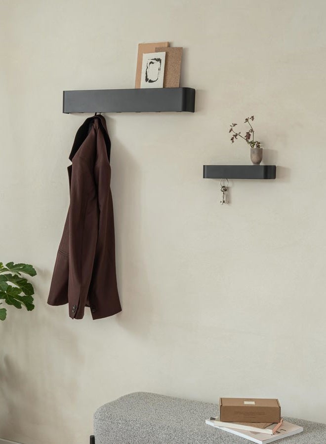 Kazai. Coat Hook | Modern Coat Rack with Hidden Coat Hooks and Shelf | Design Coat Rack Made of Metal | Clothes Rail Wall Mounted | Black - Image 4