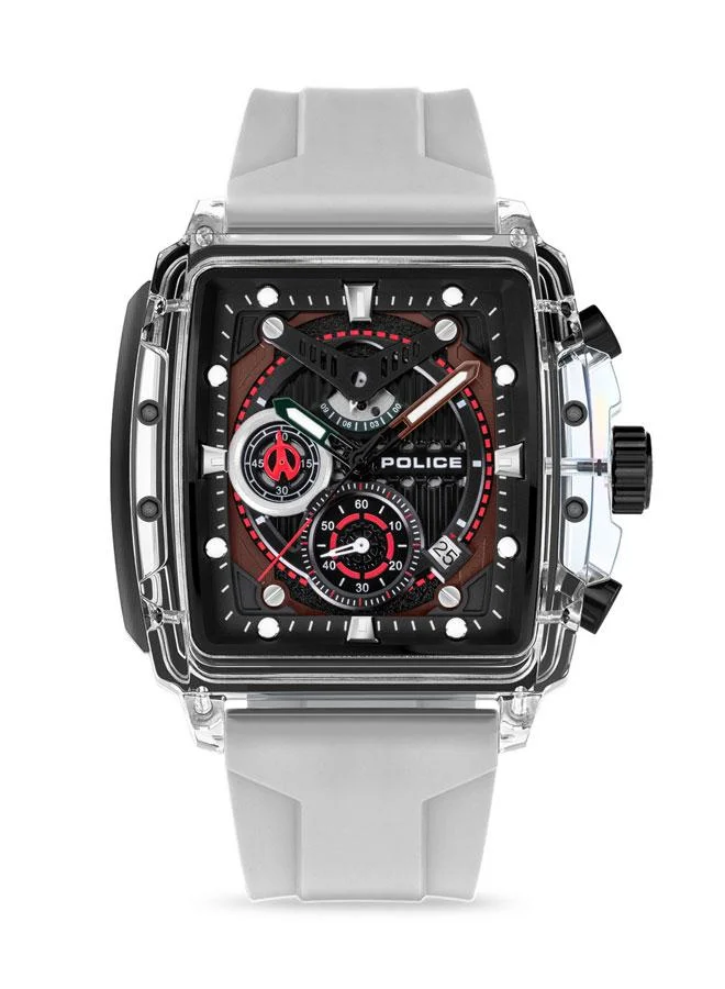 POLICE Men's Clout Men's Quartz Multi-Function Watch with TR90 Case & Four Distinct Straps, 43mm