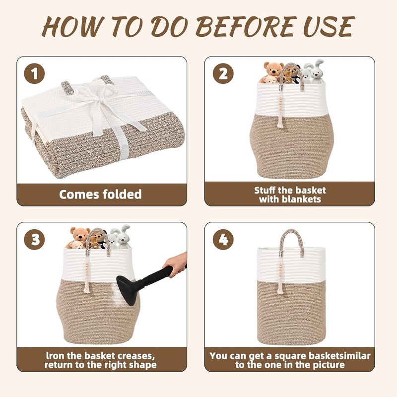 Levesica 65L Woven Laundry Basket for Clothes Large Rectangle Laundry Hampers Beads Tassel - Image 5