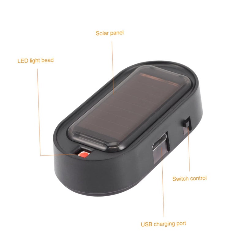 2pcs Solar Powered Simulated Alarm Security Lights With Adhesive Mount For Car Roof Door Window - Image 5