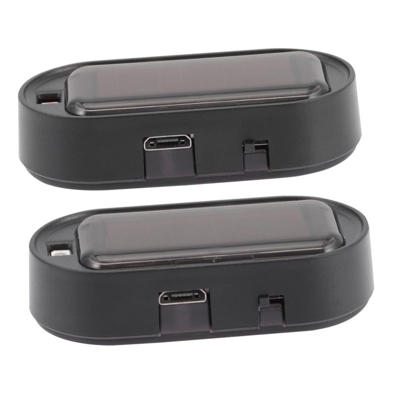 2pcs Solar Powered Simulated Alarm Security Lights With Adhesive Mount For Car Roof Door Window - Image 2