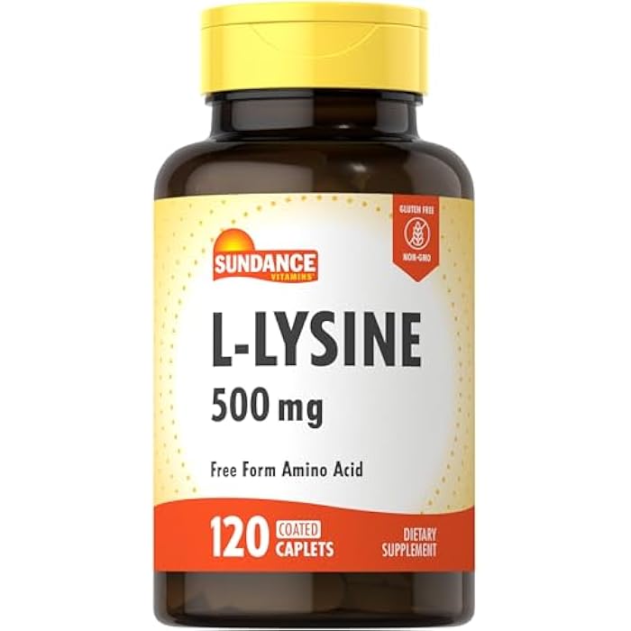 Sundance L-Lysine 500mg | 120 Caplets | Free Form Amino Acid | Vegetarian, Non-GMO, and Gluten Free Supplement - Image 1