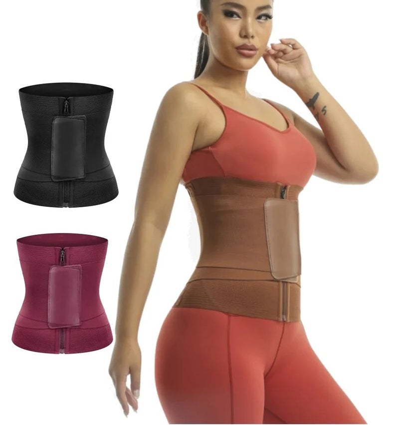 Bluejw Women's Waist Trainer - Steel Bone Neoprene Faja Latex Sweat Trimmer Belt - Slimming Body Shaper Workout Gym - Image 2