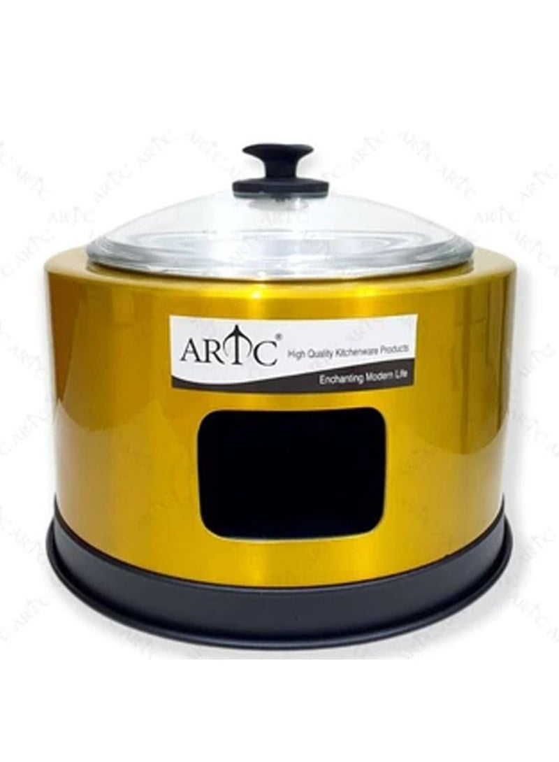 ARTC طبق بوفيه ذهبي من ARTC مع غطاء زجاجي - Image 1