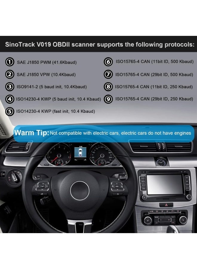 YOUWE7 OBD2 Scanner Bluetooth Auto Diagnostic Scan Tool Car Fault Check Engine Light Wireless Car Code Compatible with iOS & Android Compatible for All OBDII Protocol Vehicle Bluetooth 4.2 - Image 5
