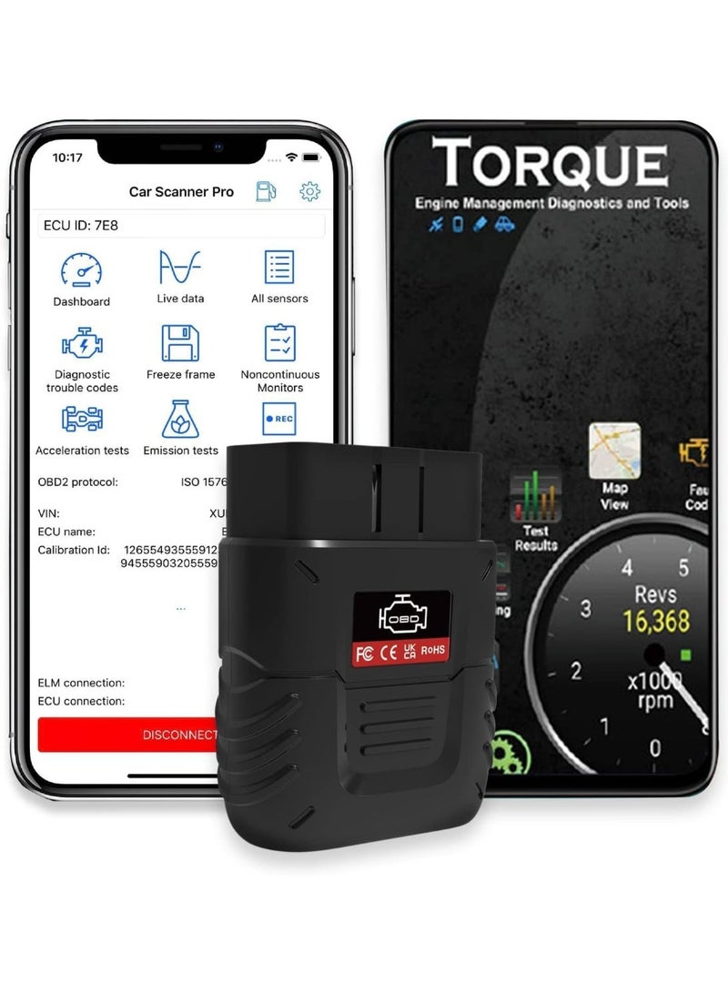 YOUWE7 OBD2 Scanner Bluetooth Auto Diagnostic Scan Tool Car Fault Check Engine Light Wireless Car Code Compatible with iOS & Android Compatible for All OBDII Protocol Vehicle Bluetooth 4.2 - Image 1