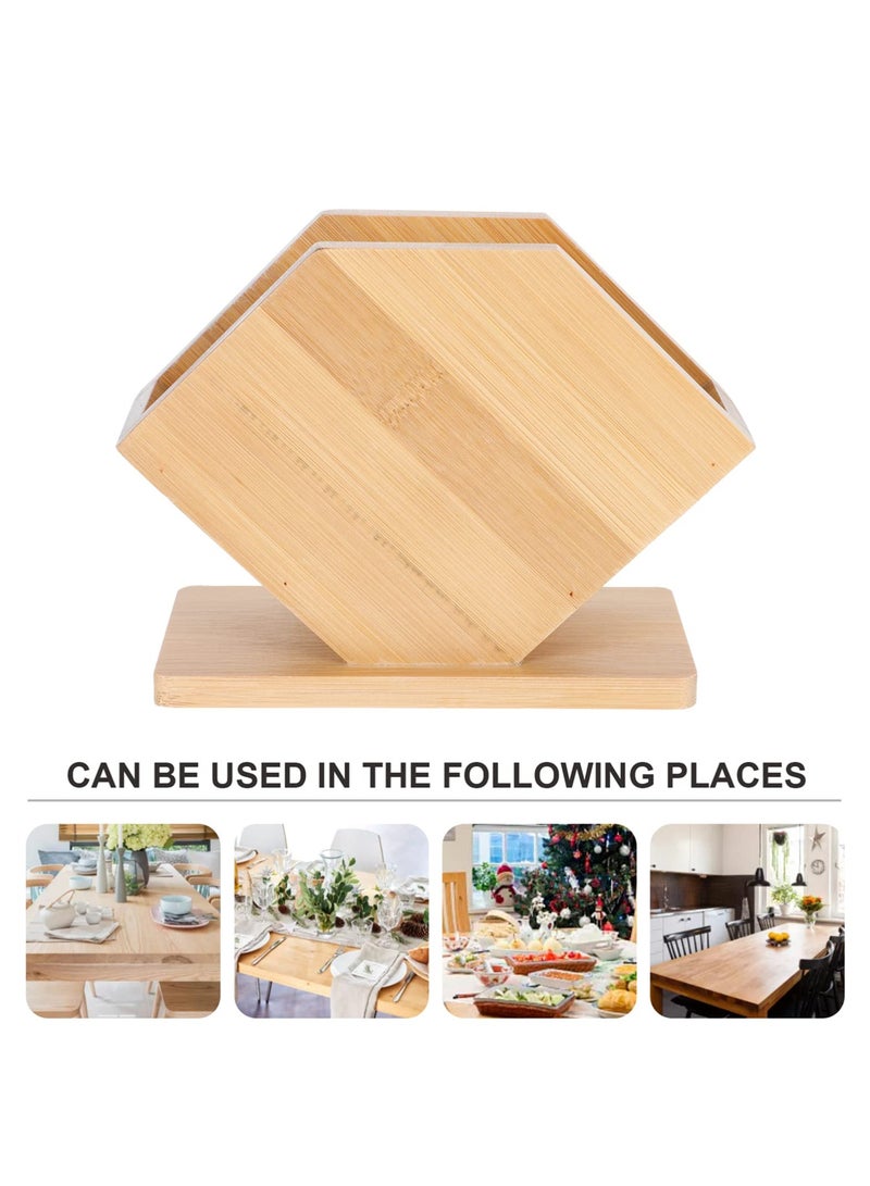 Excefore Napkin Holder, Bamboo Napkin Holder, Vintage Farmhouse Kitchen Napkin Holder, for Farmhouse Kitchen Countertop Dining Table Wedding Home Decor, Restaurant, Countertop  - Image 3