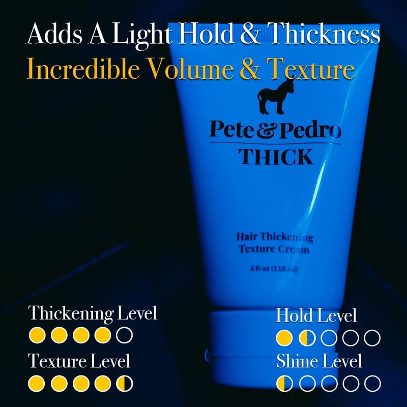 Pete & Pedro كريم شعر بيتي وبدرو السميك - كريم تصفيف خفيف الثبات، تكثيف وملمس | للشعر الناعم، الرقيق، والمتساقط، للرجال والنساء | يضيف سمك، جسم، حجم، وكثافة | كما تم عرضه في برنامج شارك تانك، 4 أونصات. - Image 3