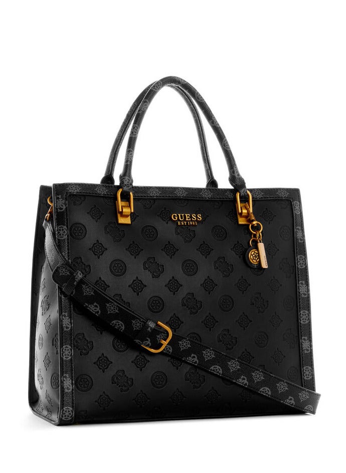 جس حقيبة يد نسائية من GUESS منقوشة باللون الأسود - Image 1