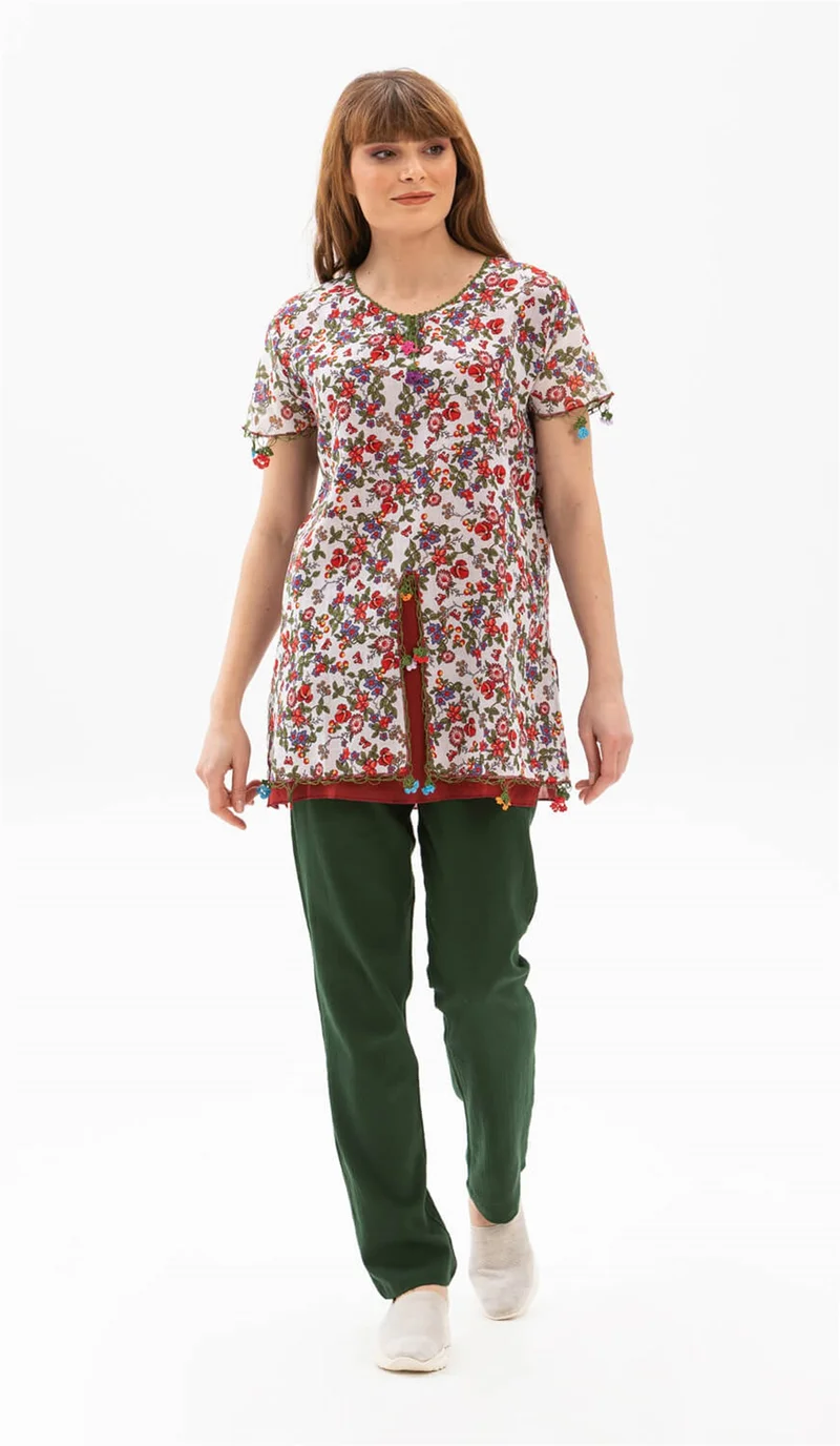 اكبينيز Short Sleeve Ceyda Voile Blouse White 6165
