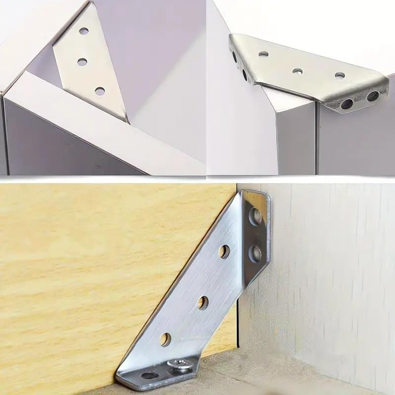 MVM Enterprise Steel Corner Fixer HeavyDuty Stainless Steel Corner Brackets 90Degree Angle Connectors for Furniture Wood Frames Durable Metal Triangle Braces for Woodworking Crafting10 pcs - Image 5