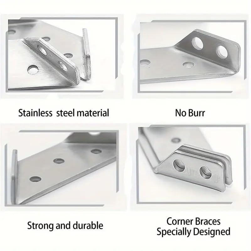 MVM Enterprise Steel Corner Fixer HeavyDuty Stainless Steel Corner Brackets 90Degree Angle Connectors for Furniture Wood Frames Durable Metal Triangle Braces for Woodworking Crafting10 pcs - Image 4