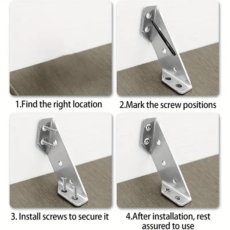 MVM Enterprise Steel Corner Fixer HeavyDuty Stainless Steel Corner Brackets 90Degree Angle Connectors for Furniture Wood Frames Durable Metal Triangle Braces for Woodworking Crafting10 pcs - Image 3