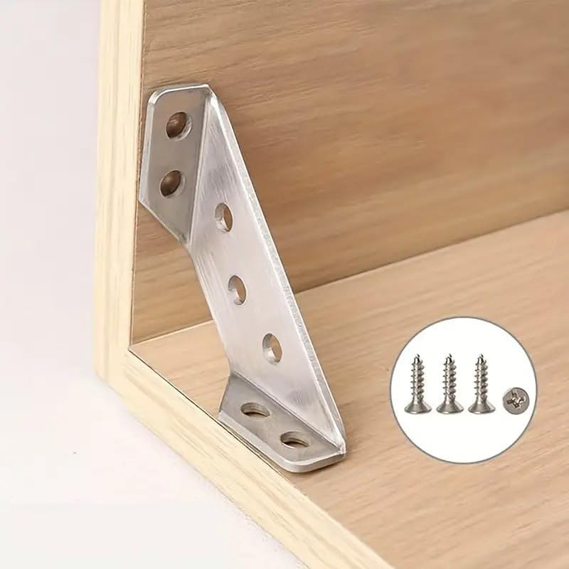 MVM Enterprise Steel Corner Fixer HeavyDuty Stainless Steel Corner Brackets 90Degree Angle Connectors for Furniture Wood Frames Durable Metal Triangle Braces for Woodworking Crafting10 pcs - Image 2