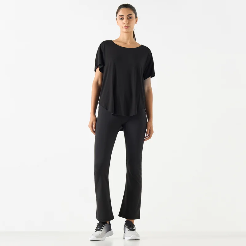 ADOT by Splash Round Neck High Low T-shirt with Short Sleeves