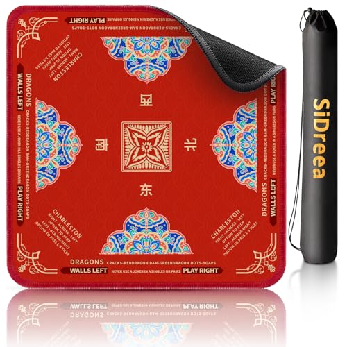SiDreea Mahjong Mat 324324 Inch Noise Reduction AntiSlip Mahjong Mat for Table Mahjong Table Mat for Poker Card Board Games Table Mat Tile Games Dominoes Red - Image 1