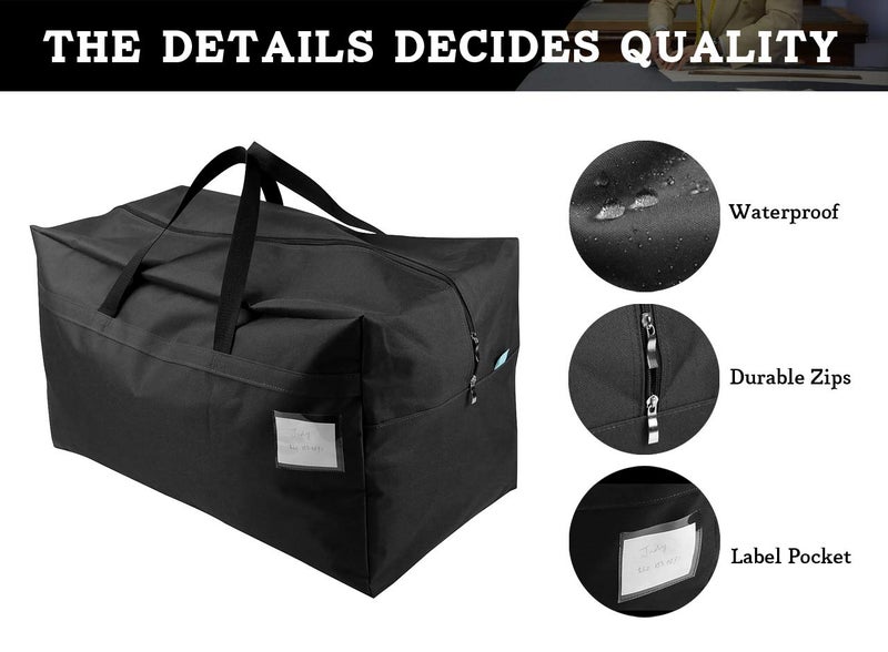 iwill CREATE PRO 100L Large Size Ornament Water Resistant Travle Duffel Tote Storage Bags with Carry Handles, Black - Image 4