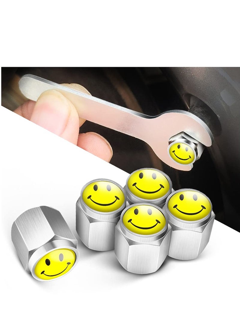 Generic Smiley Face Locking Tire Valve Caps Anti Theft Design with Rubber Ring Decoration Accessories Thicken Brass Tire Valve Stem Caps Universal for Car/SUV/Bicycle/ Truck/Motorcycle  - Image 1