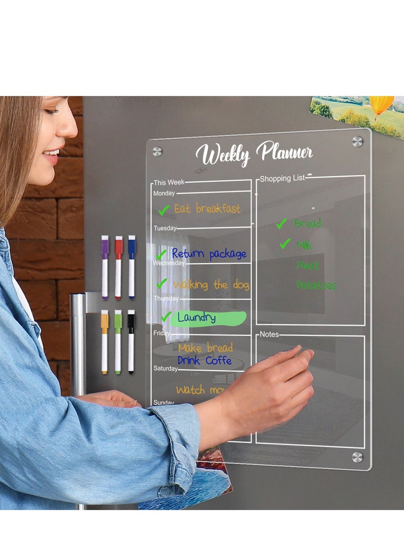 الأزرق جي دبليو ثلاجة مغناطيسية شفافة لوحة بيضاء جافة ممحاة قائمة المهام تذكير المجلس الشريط المغناطيسي ممحاة ديي ثلاجة المجلس - Image 1